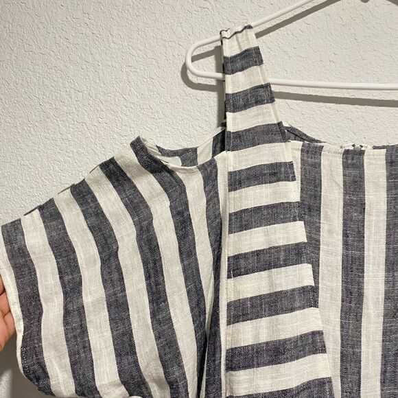 Soft Surroundings Women's Cold Shoulder Sunset Tunic Top Black & White Medium - Picture 6 of 11